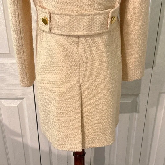 Milly Cream Double-Breasted Trench Coat 100% Wool Sz 6 - Picture 8 of 10